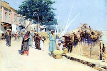 Escena del mercado oriental El Cairo Alphons Leopold Mielich Escenas orientalistas Pinturas al óleo